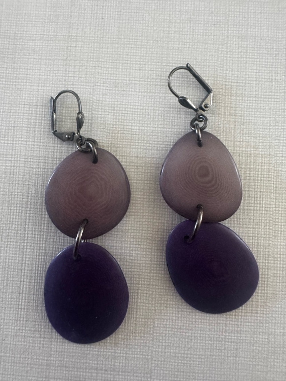 Handcrafted Double-Drop Purple Resin Dangle Earrings